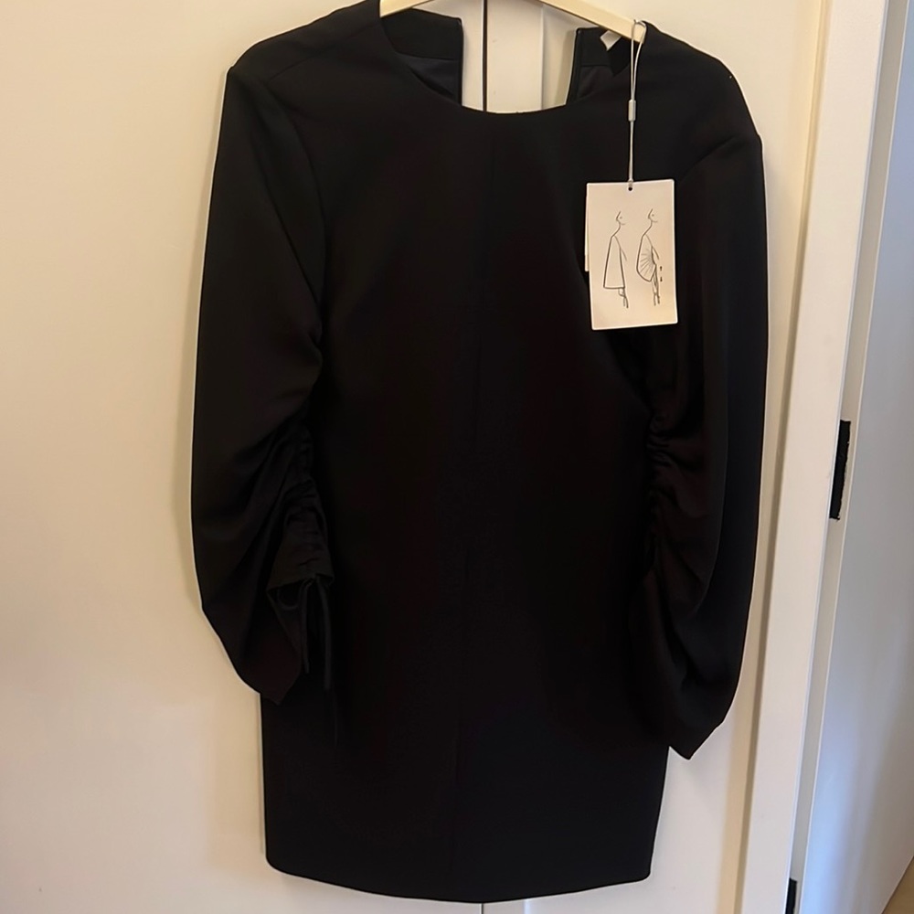 Black Tibi mini dress with adjustable sleeves